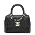 Chanel Caviar Quilted Coco Handle Clutch With Chain Black