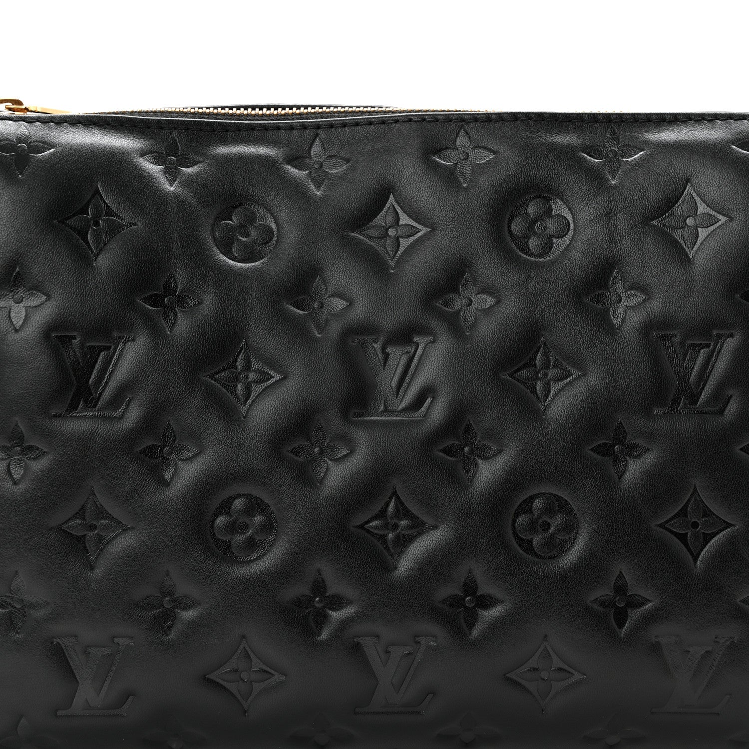 Louis Vuitton Lambskin Embossed Monogram Coussin PM Black