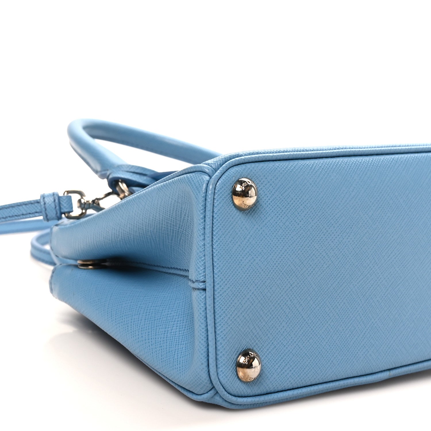 Prada Saffiano Lux Micro Galleria Double Zip Tote Turchese