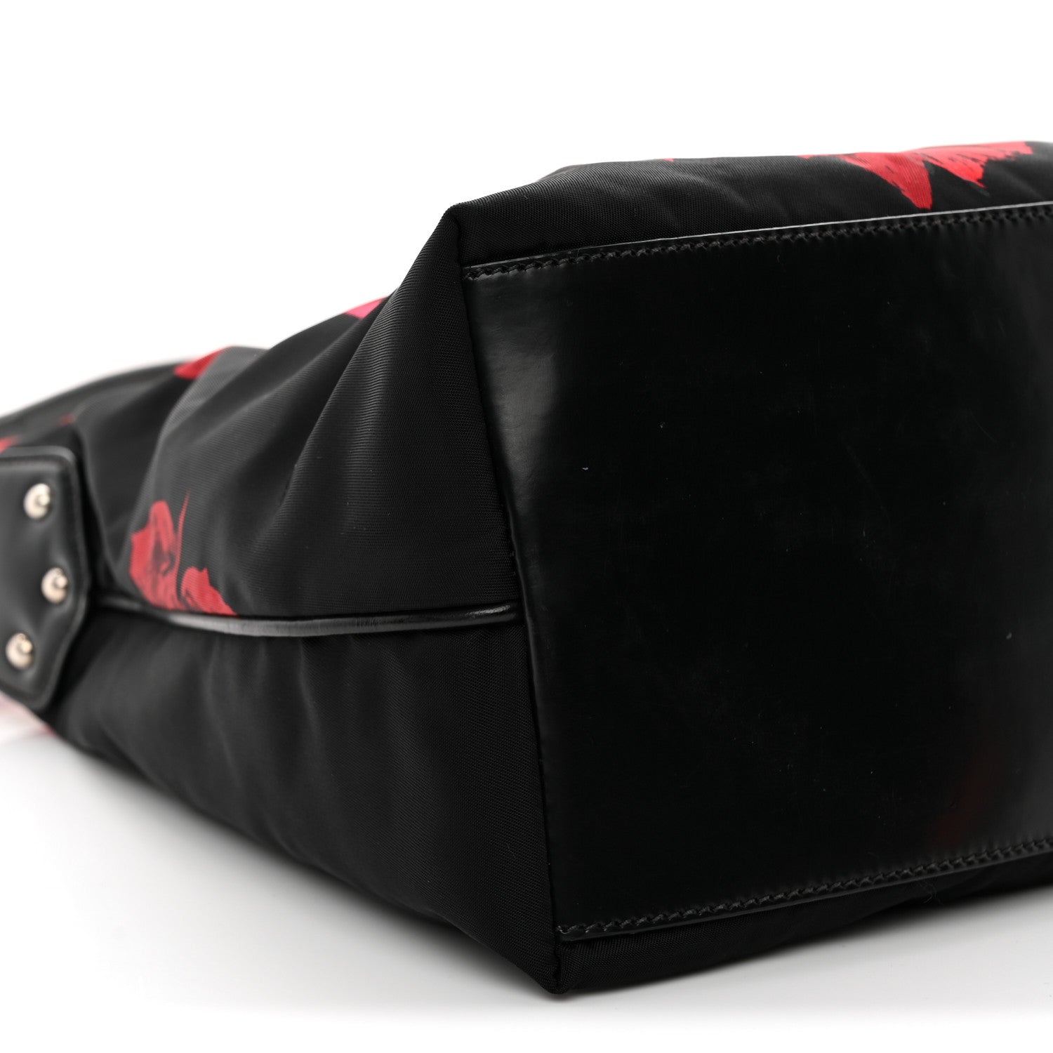 Prada Tessuto Nylon Rose Shoulder Bag Black Rosso