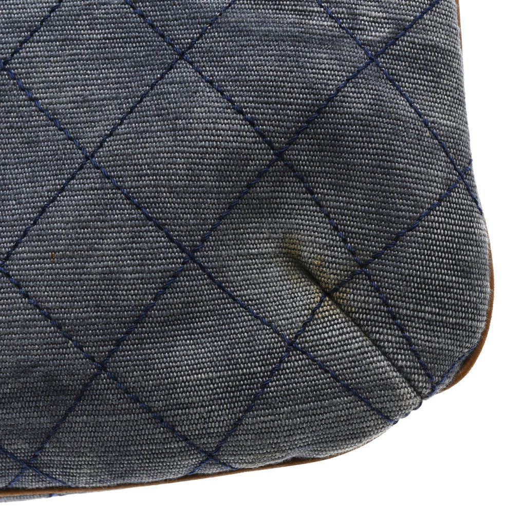 Chanel Denim Lambskin Quilted CC Clutch Blue