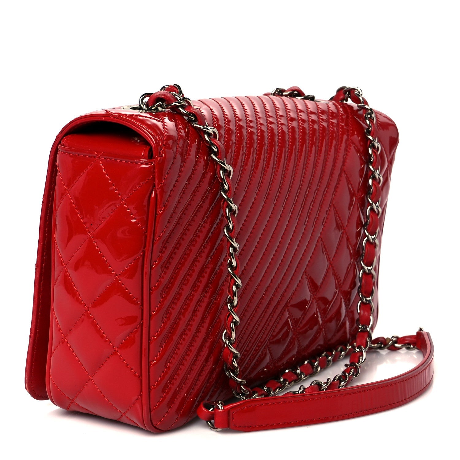 Chanel Patent Quilted Medium Coco Boy Flap Red