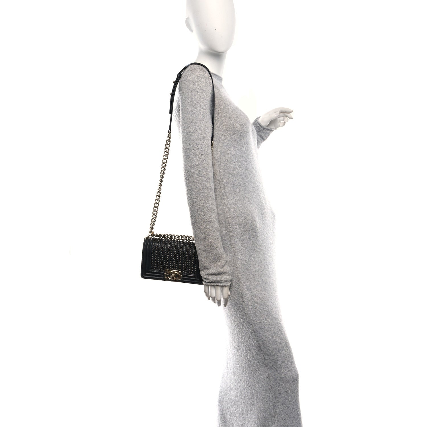 Chanel Calfskin Braided Small Boy Flap Black