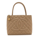 Chanel Caviar Quilted Medallion Tote Beige