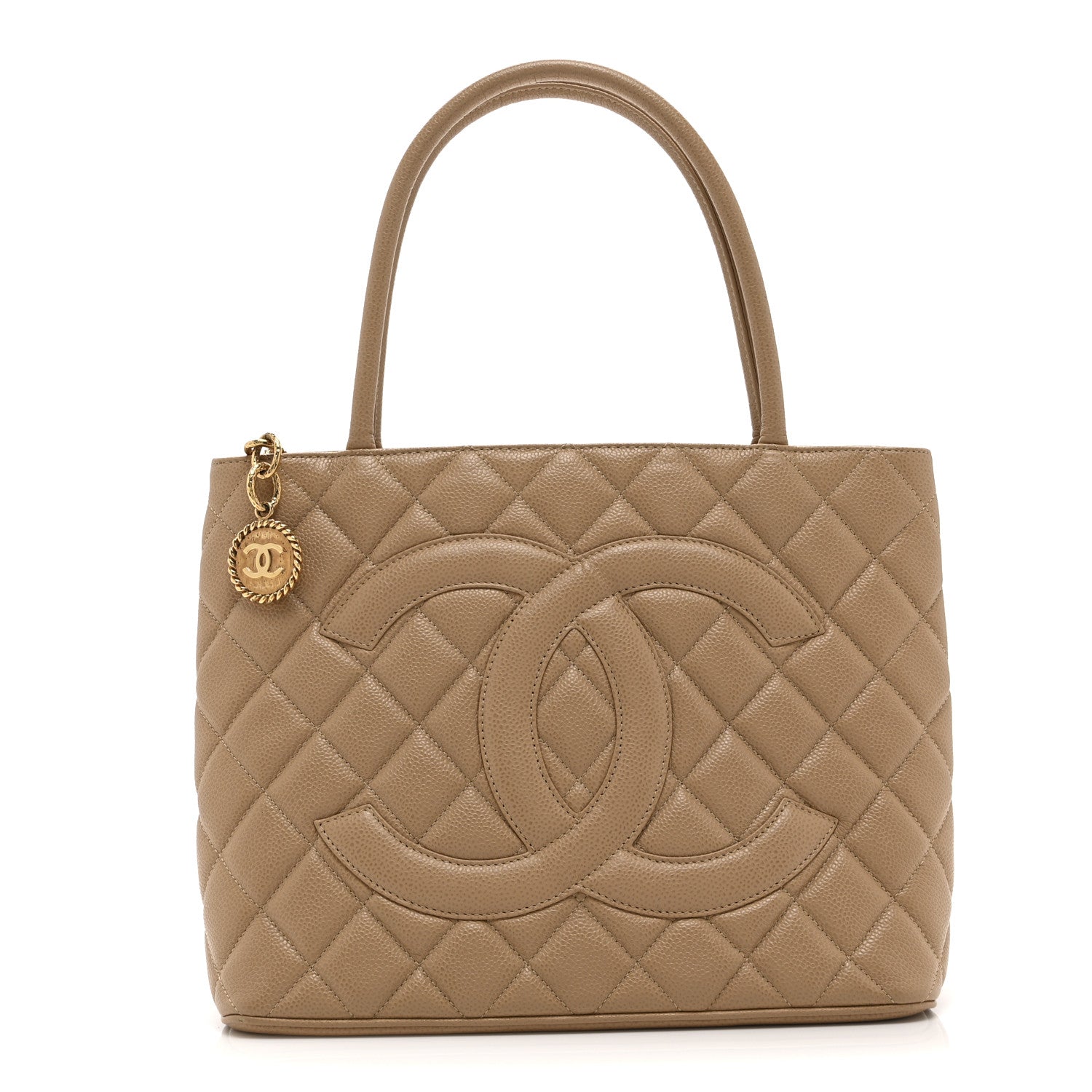 Chanel Caviar Quilted Medallion Tote Beige