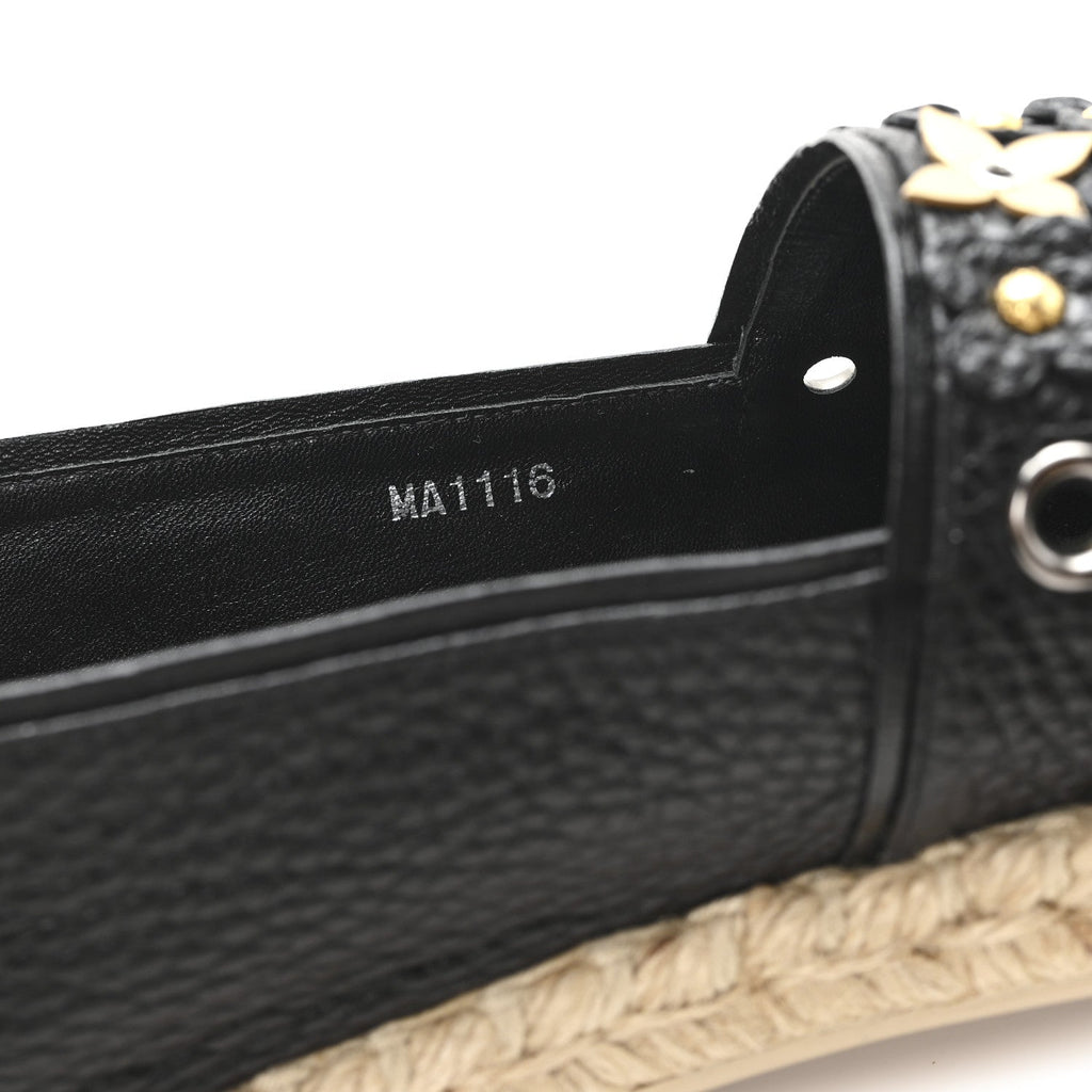 Louis Vuitton Calfskin Tropical Bloom Espadrille Flat 40 Black