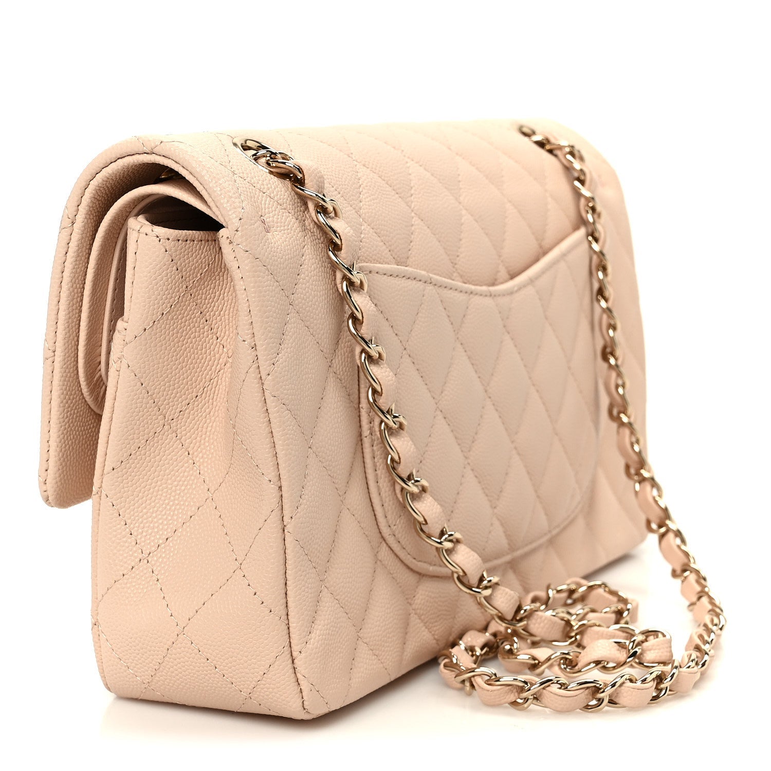 Chanel Caviar Quilted Medium Double Flap Light Beige