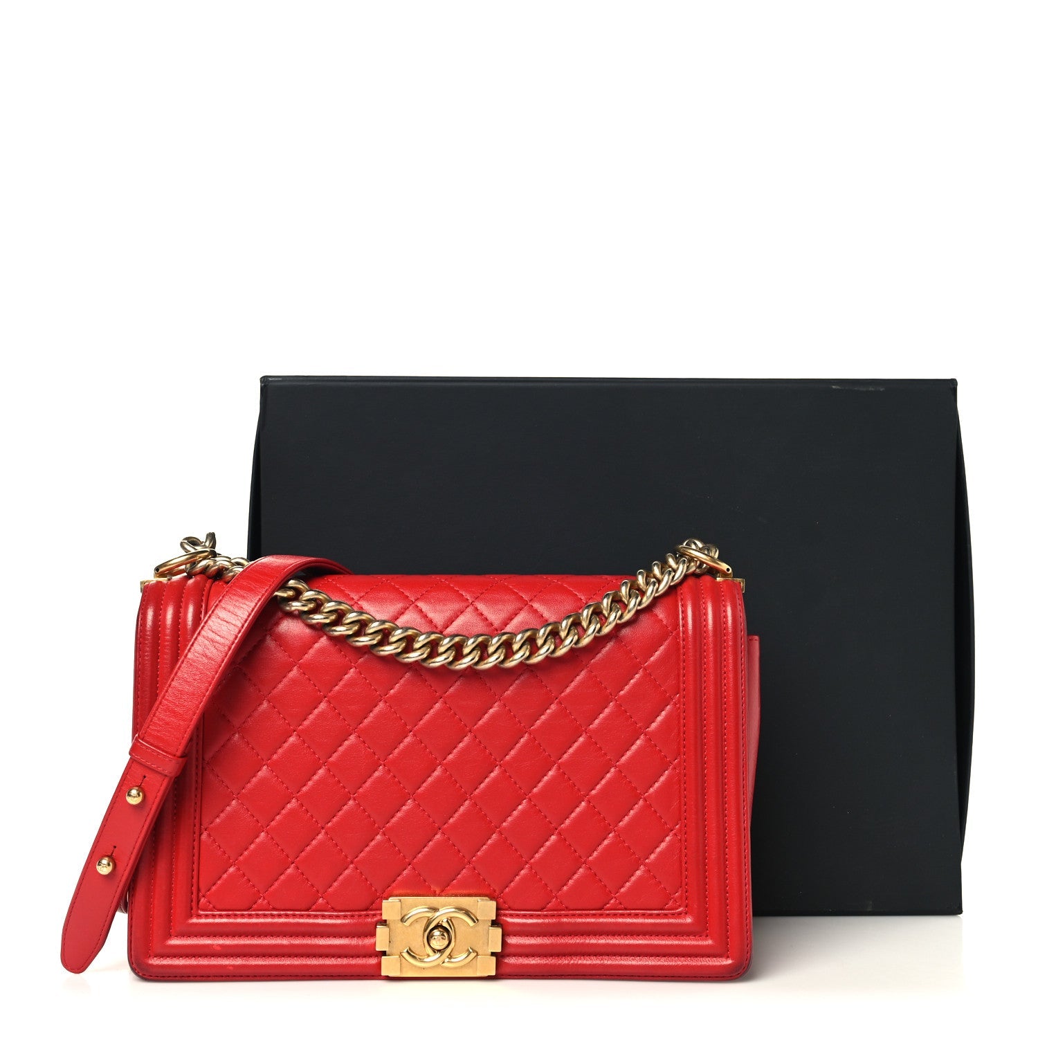 Chanel Lambskin Quilted New Medium Boy Flap Red