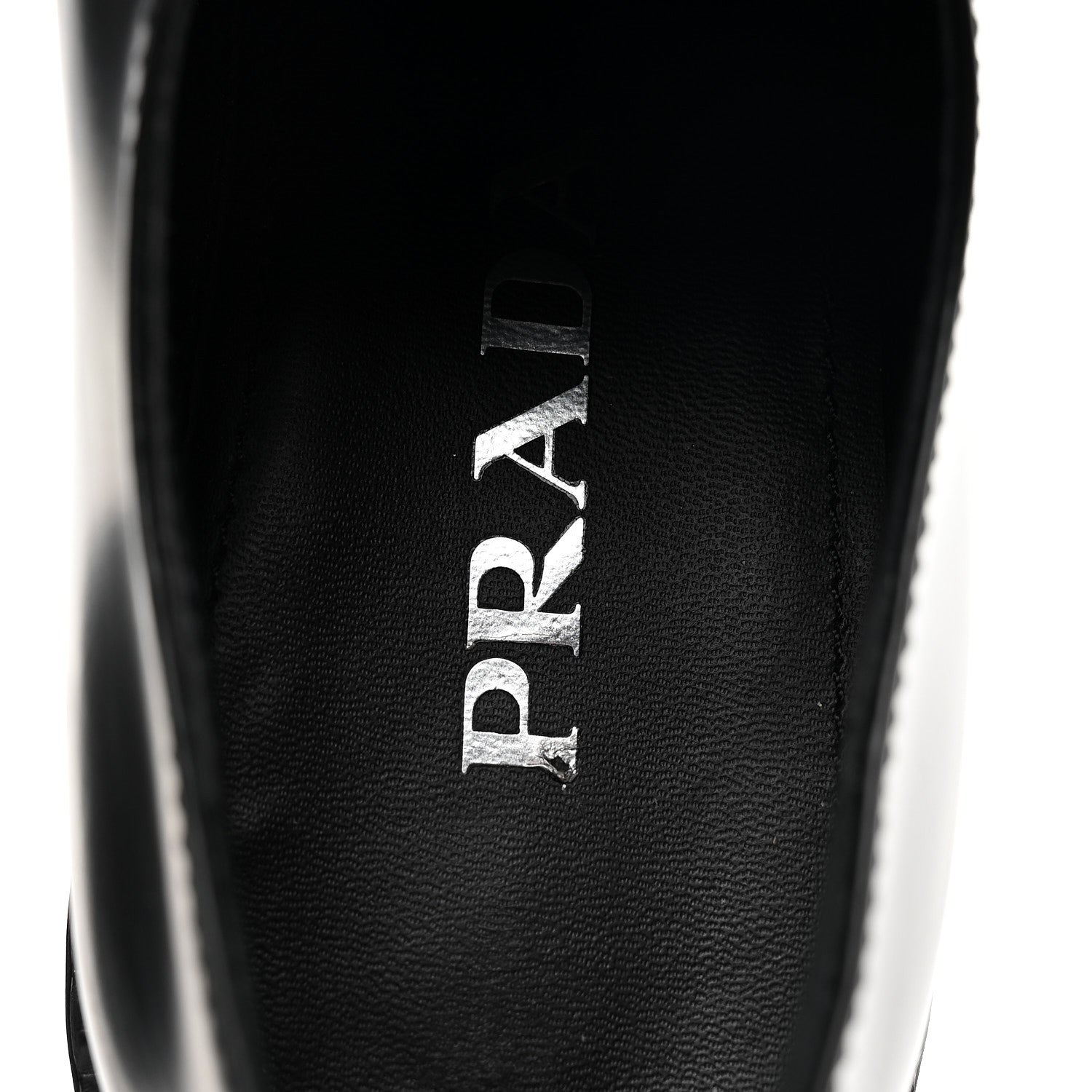Prada Spazzolato Metal Triangle Logo 50mm Loafers 36 Black