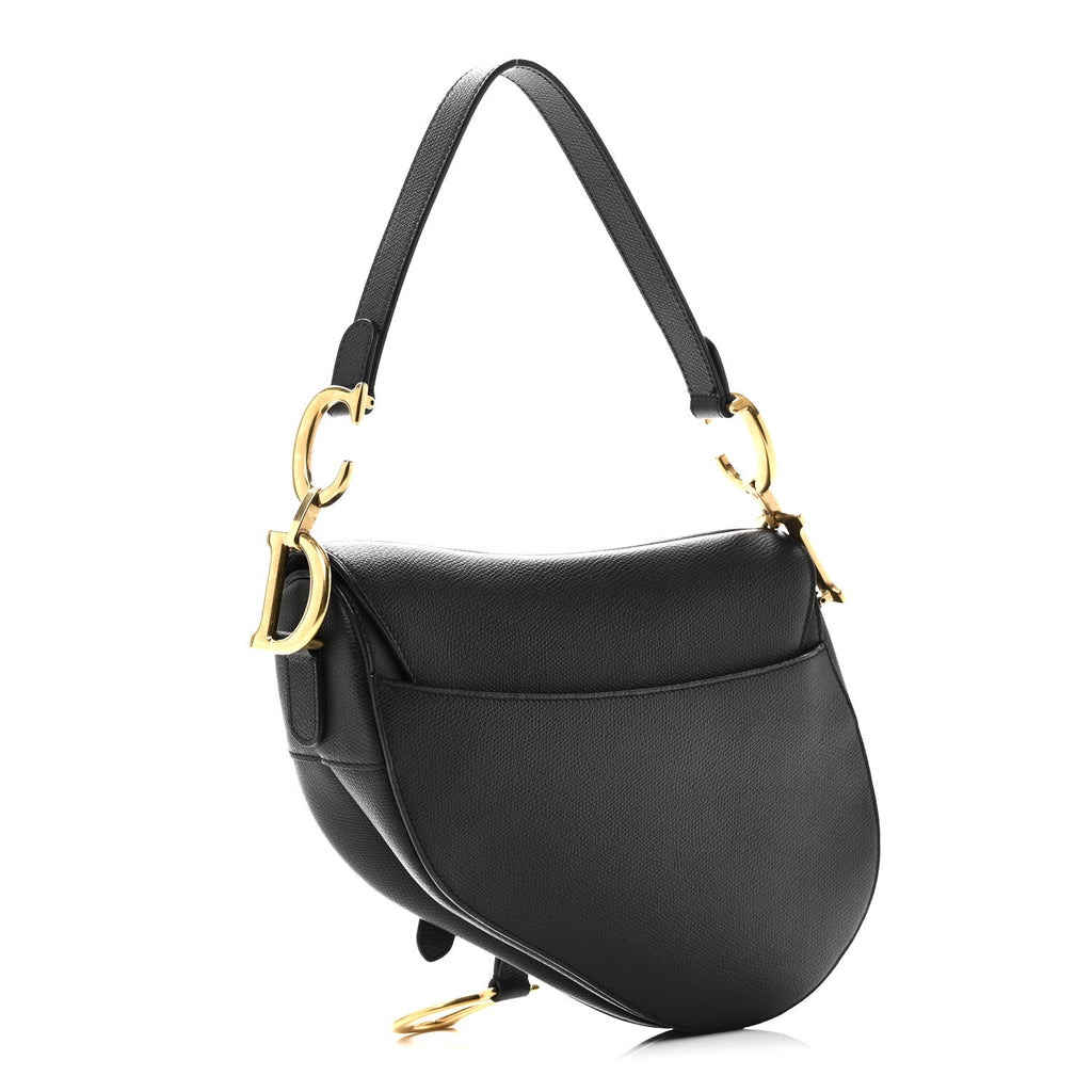 Christian Dior Grained Calfskin Saddle Bag Black