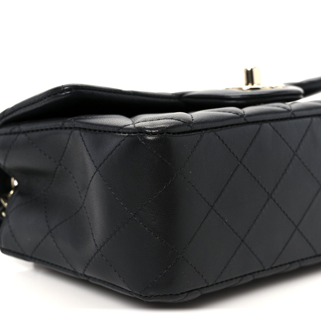 Chanel Lambskin Quilted Mini Rectangular Flap Black