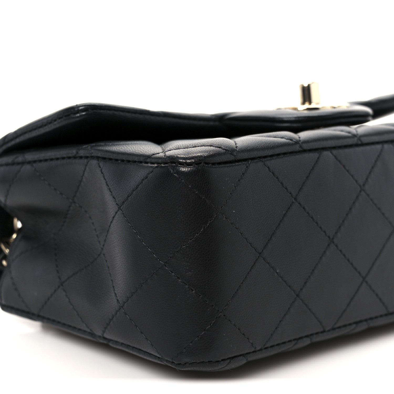 Chanel Lambskin Quilted Mini Rectangular Flap Black