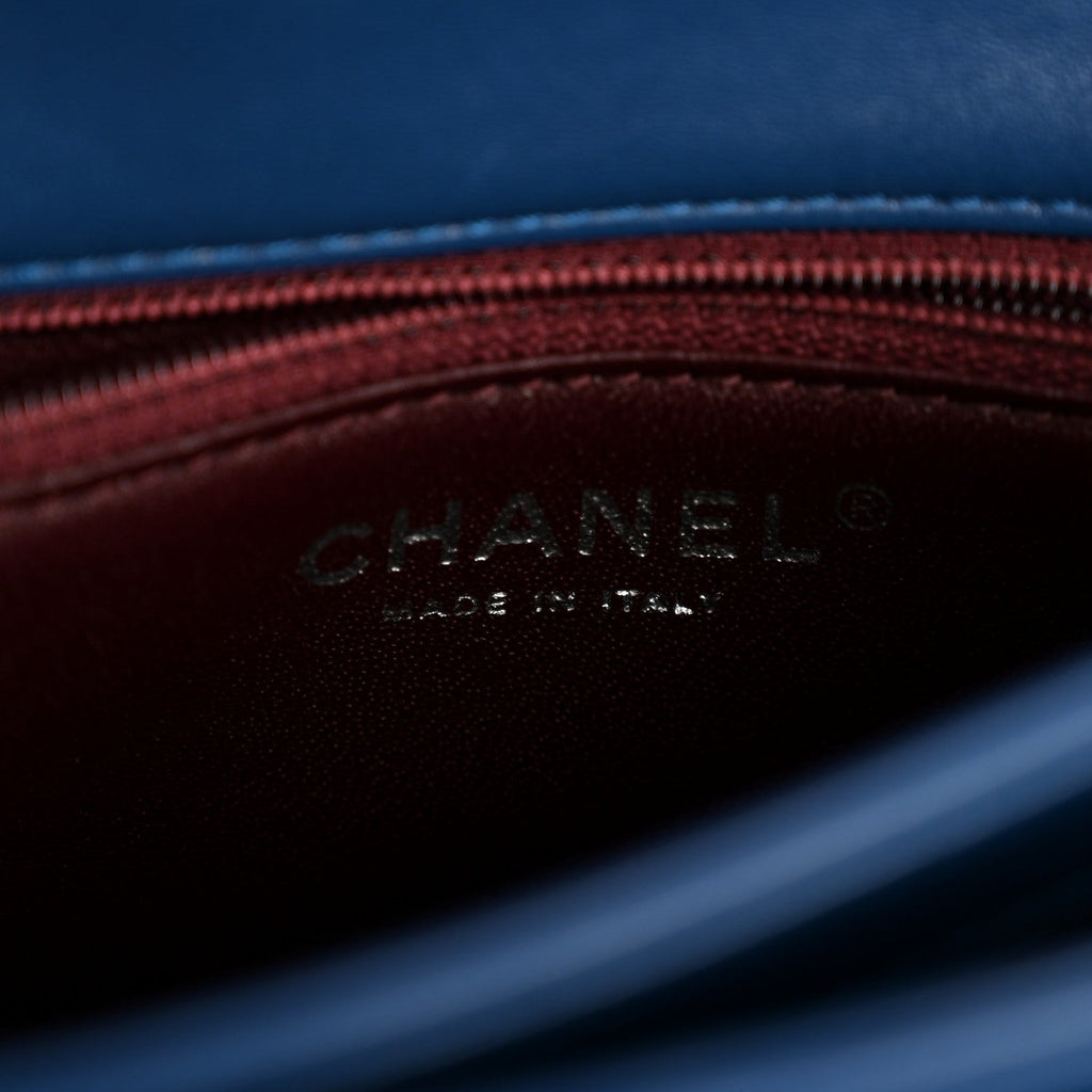 Chanel Lambskin Quilted Small Trendy CC Flap Dual Handle Bag Blue