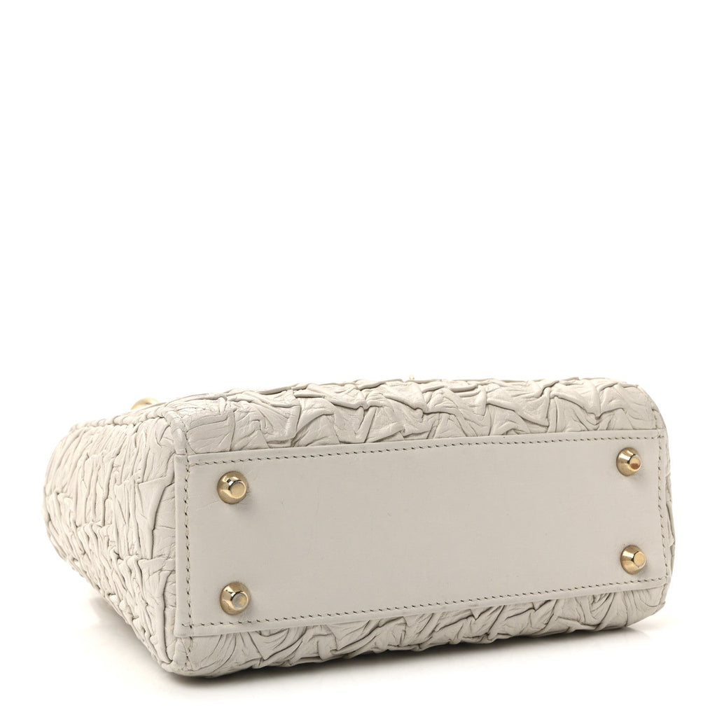 Christian Dior Lambskin Gathered Mini Lady Dior White