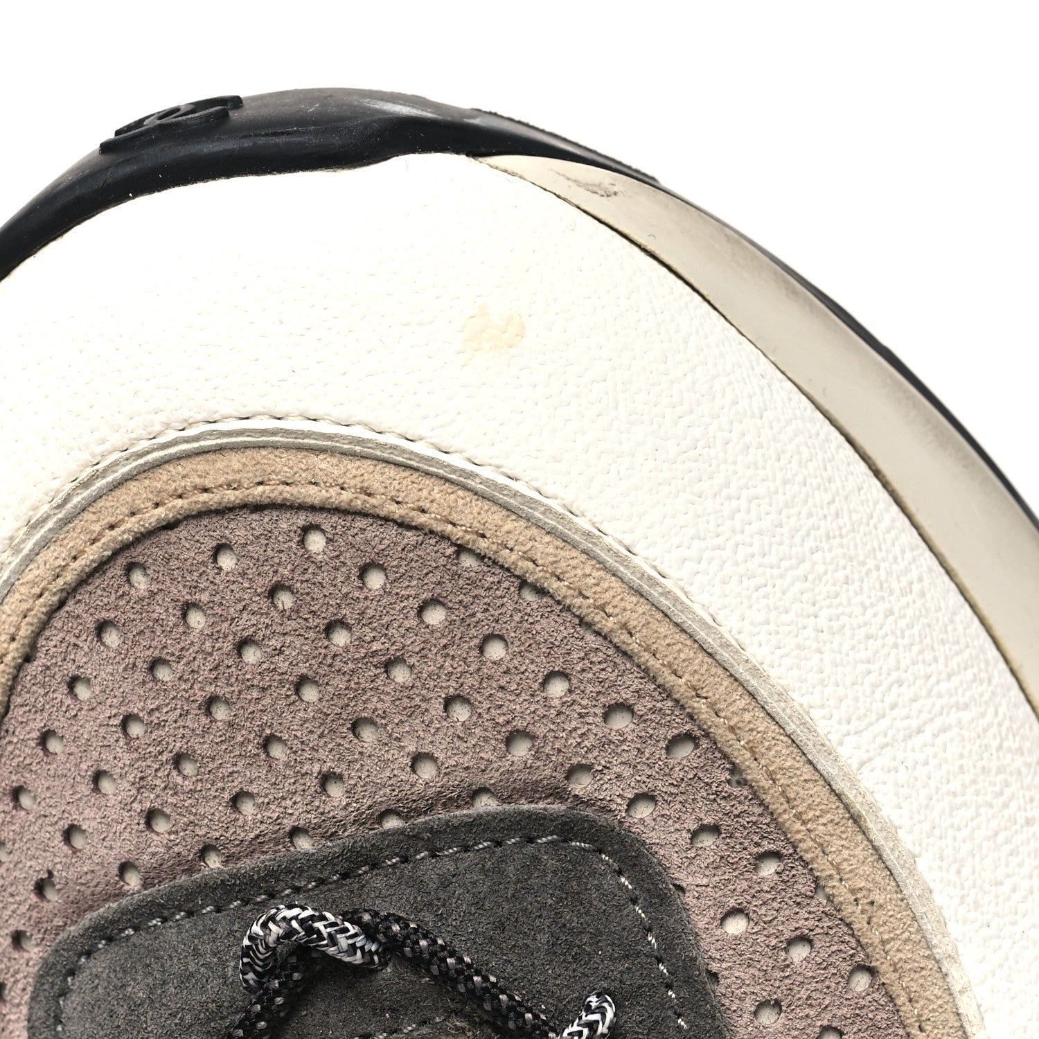 Fabric Suede Calfskin Mesh Womens CC Sneakers 42 White Grey Purple