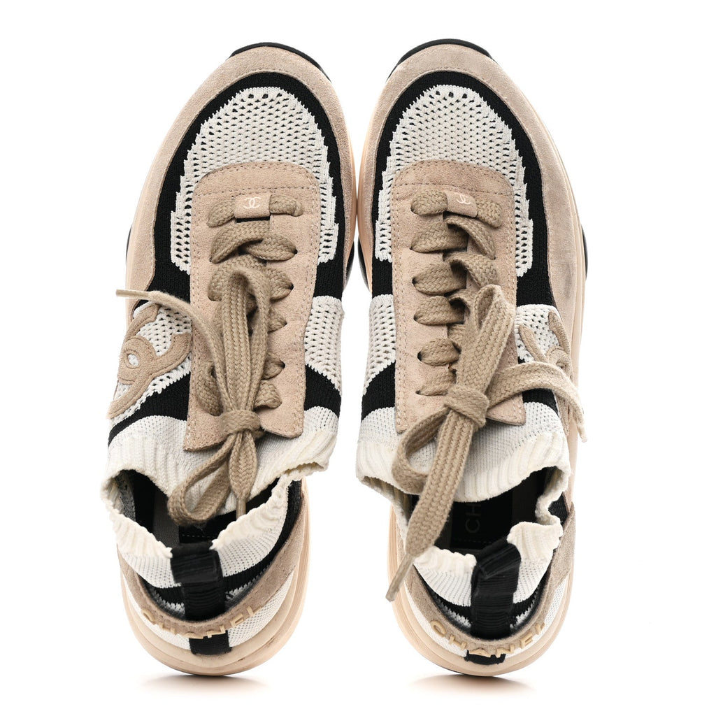 Mesh Suede Fabric Womens CC Sneakers 38.5 Light Pink White Black