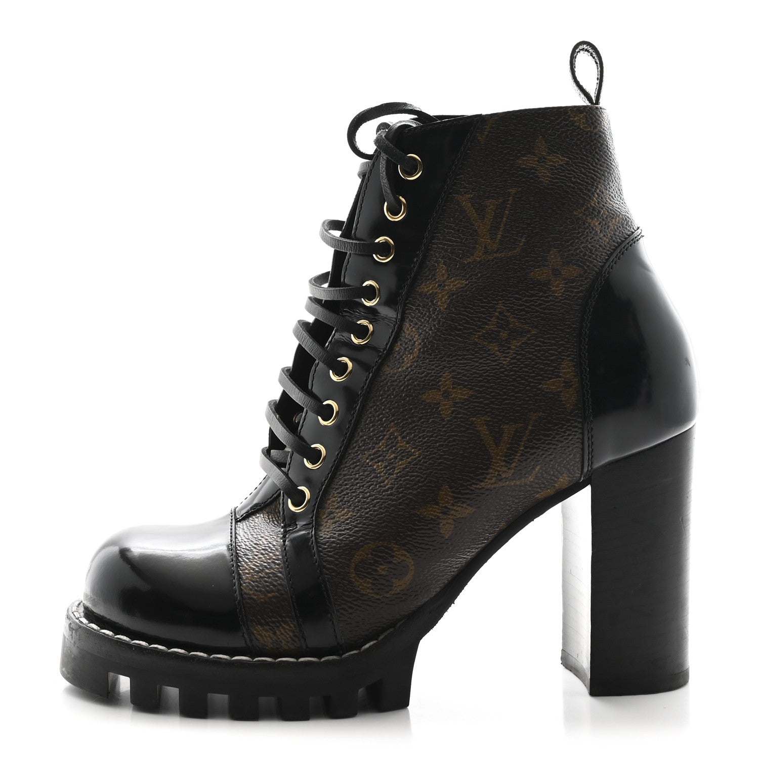Louis Vuitton Patent Calfskin Monogram Star Trail Ankle Boots 37.5 Black