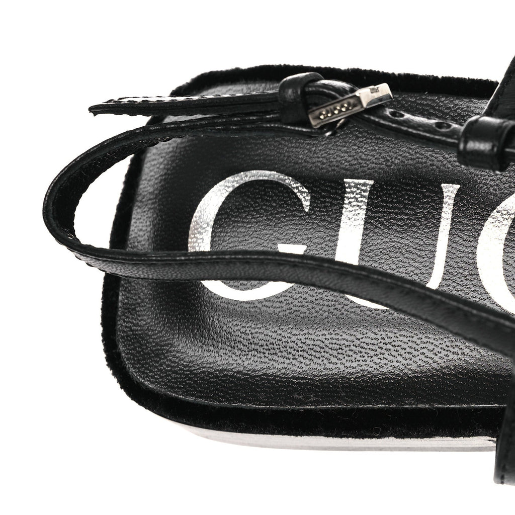 Gucci New Velvet Ashmir GG Monogram Malaga Kid Slingback Ballet Flats 37 Black