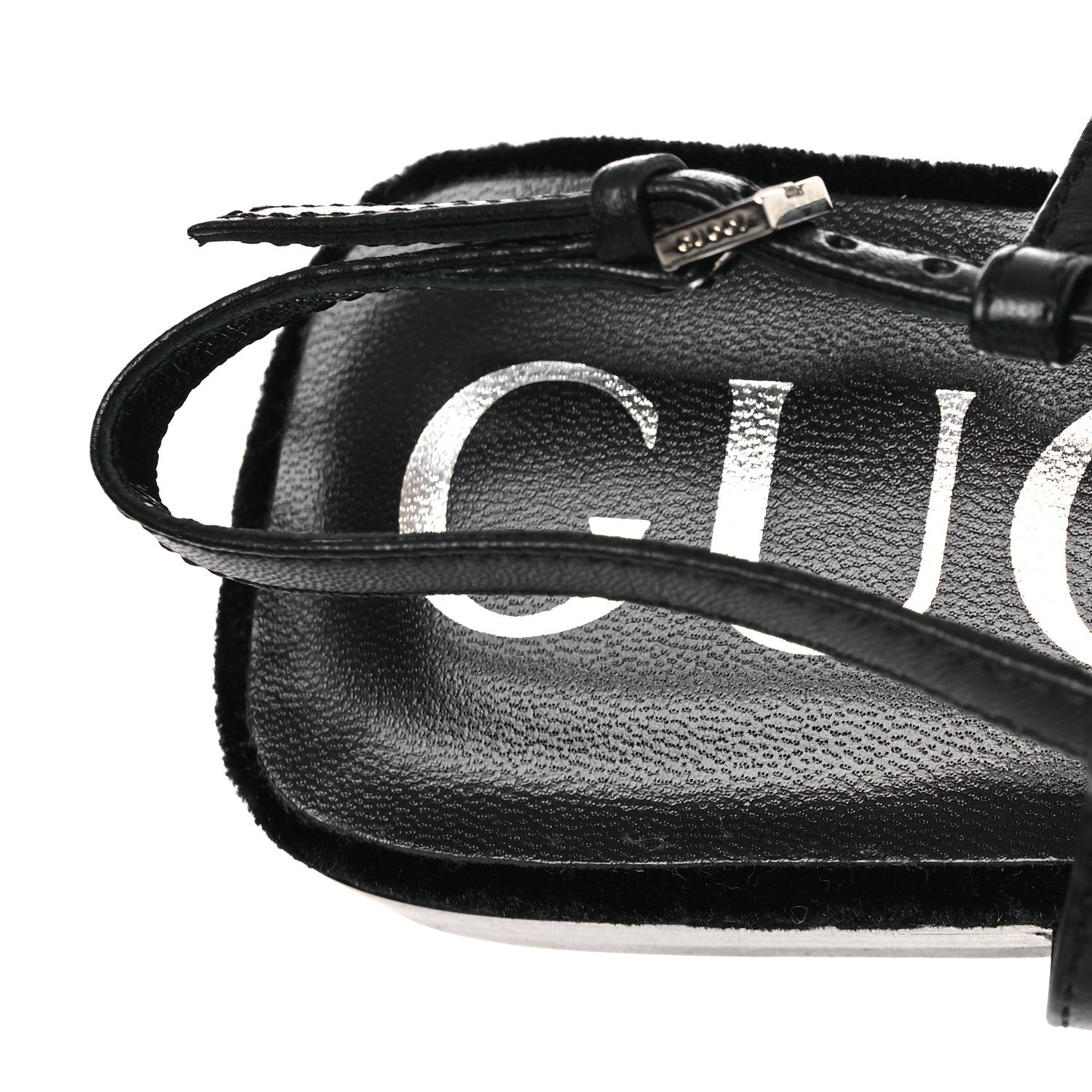 Gucci New Velvet Ashmir GG Monogram Malaga Kid Slingback Ballet Flats 37 Black