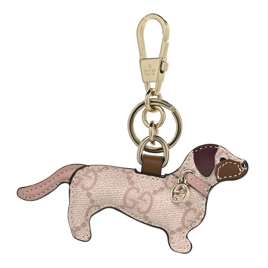 Gucci GG Supreme Monogram Dog Shaped Bag Charm Light Pink