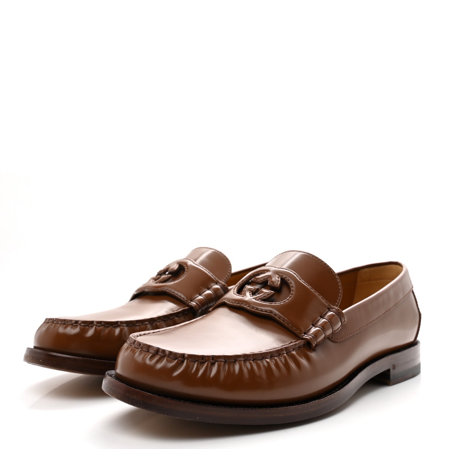 Gucci Calfskin Mens Interlocking G Millennial Ribot Loafers 11 Cuir