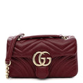 Gucci Lambskin Matelasse Small GG Marmont Shoulder Bag Rosso Ancora