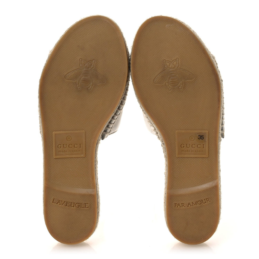 Gucci Nappa Matelasse GG Marmont Espadrille Slide Sandals 35 Great White