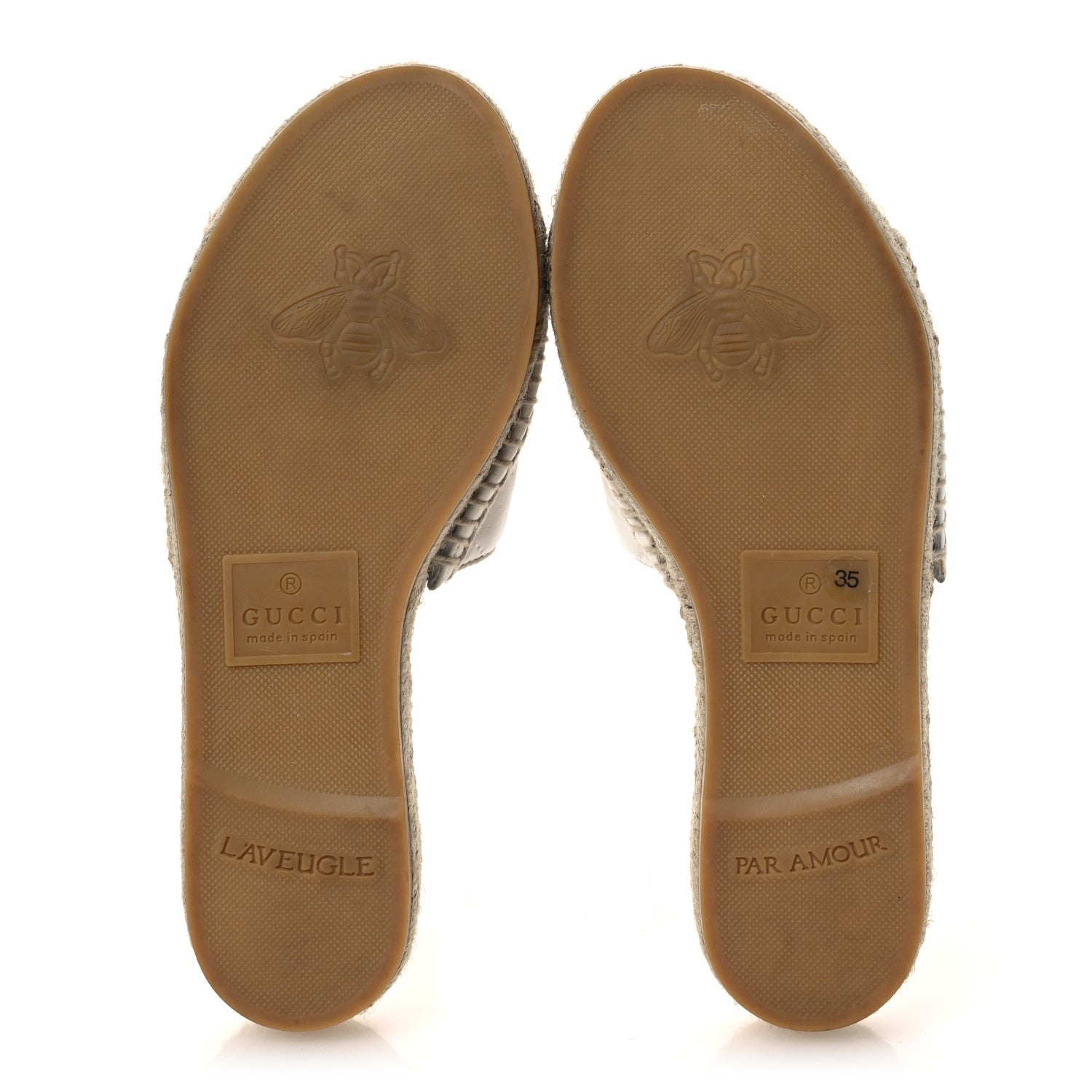 Gucci Nappa Matelasse GG Marmont Espadrille Slide Sandals 35 Great White