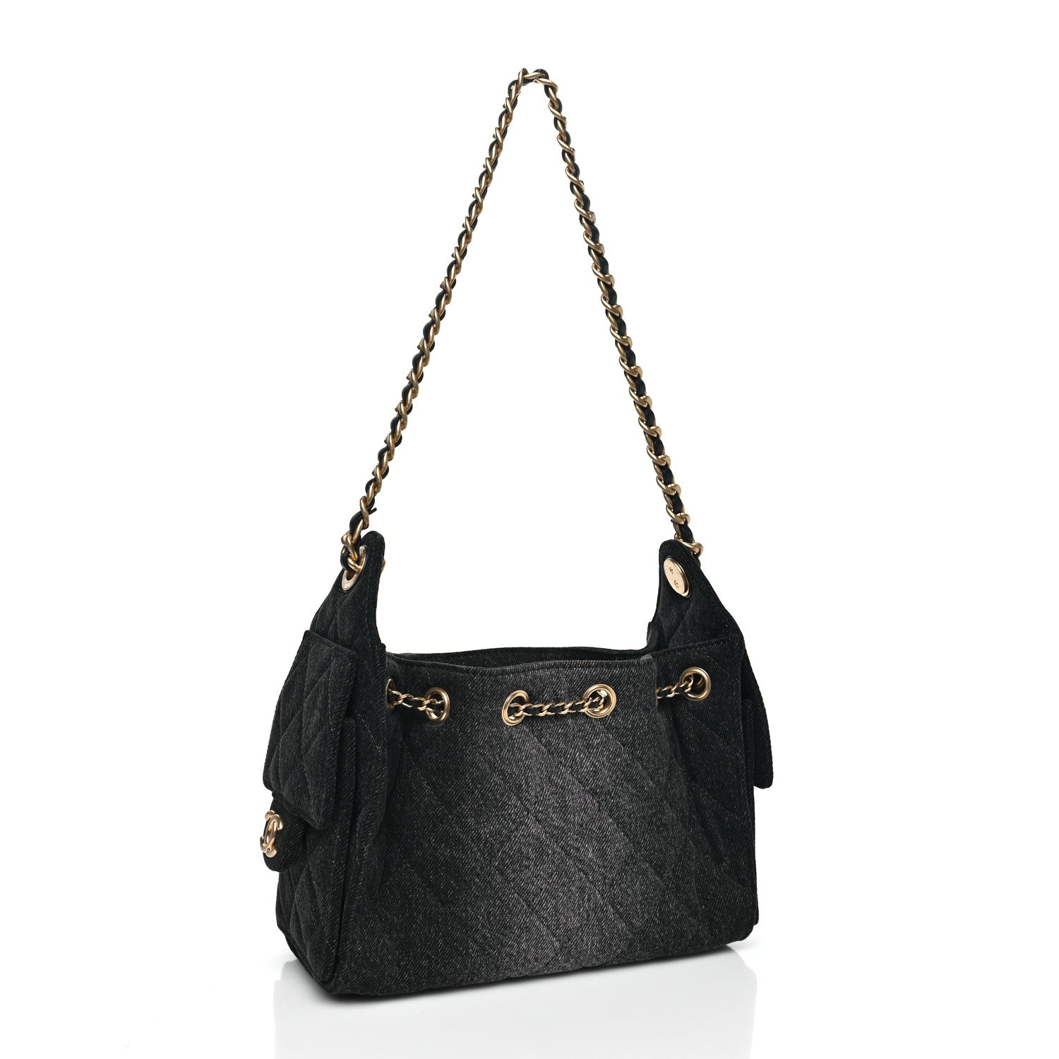 Chanel Washed Denim Quilted Mini Chanel 25 Handbag Black