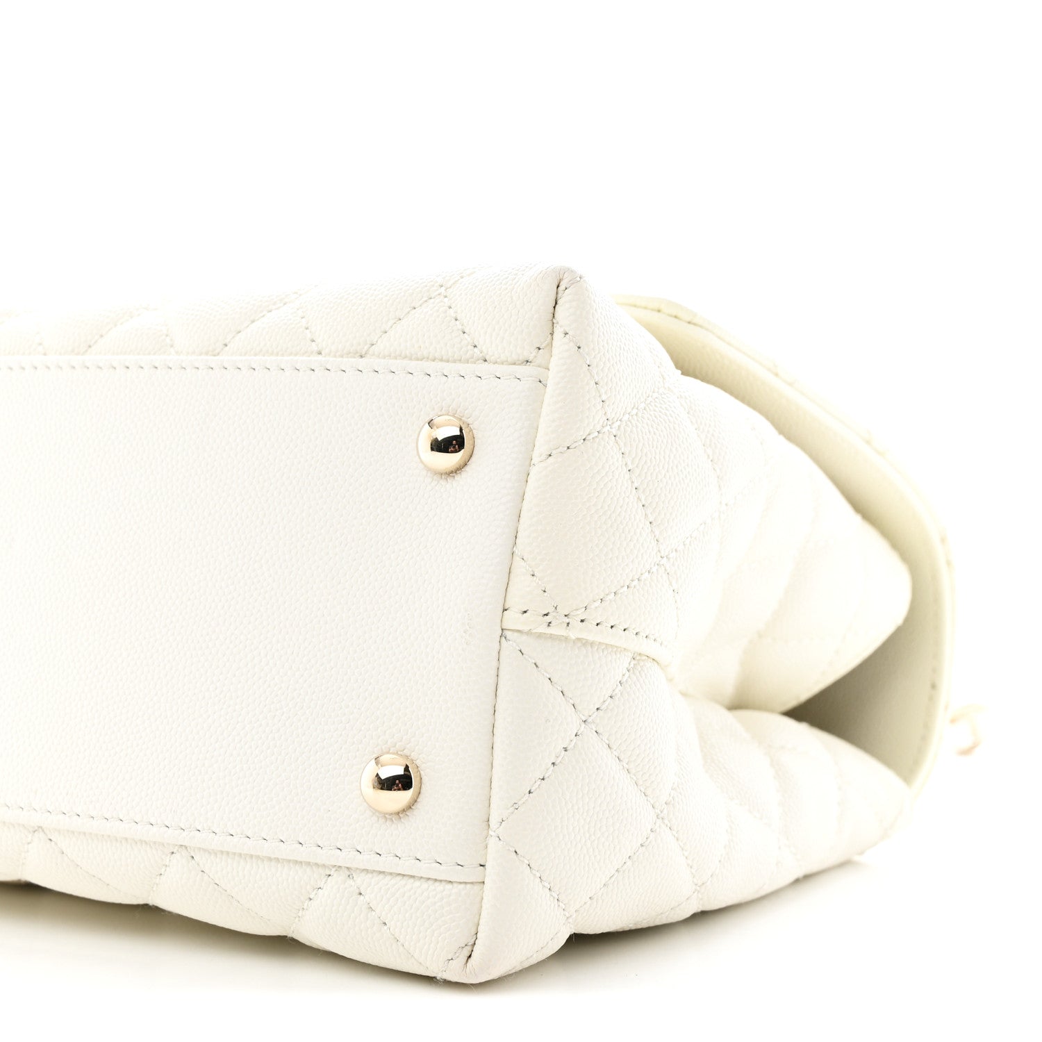 Chanel Caviar Quilted Small Coco Handle Flap White