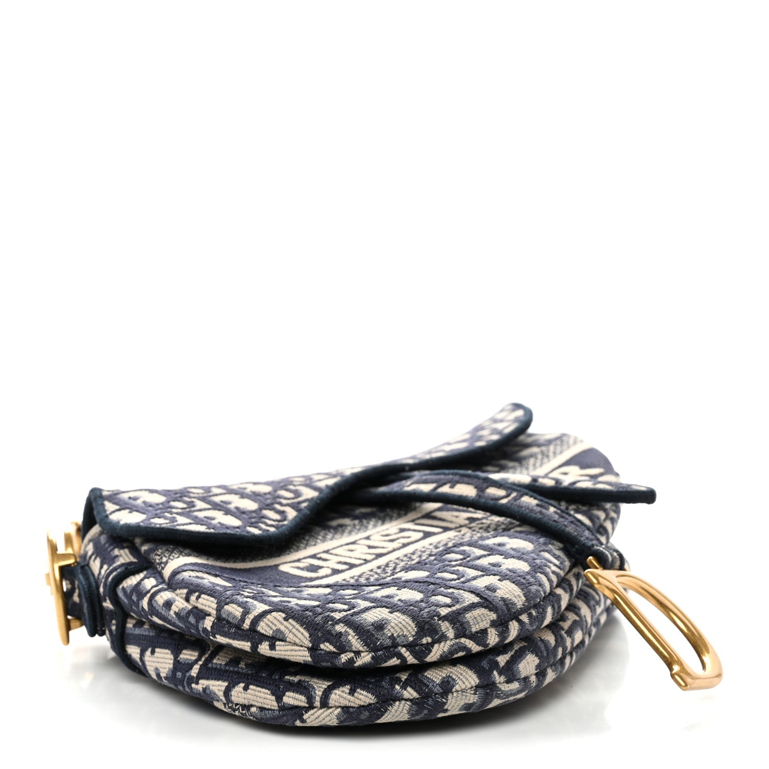 Christian Dior Oblique Embroidered Saddle Bag Blue