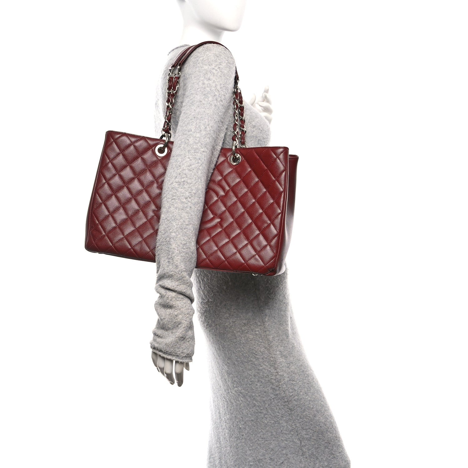 Chanel Caviar Quilted XL Grand Shopping Tote GST Dark Burgundy