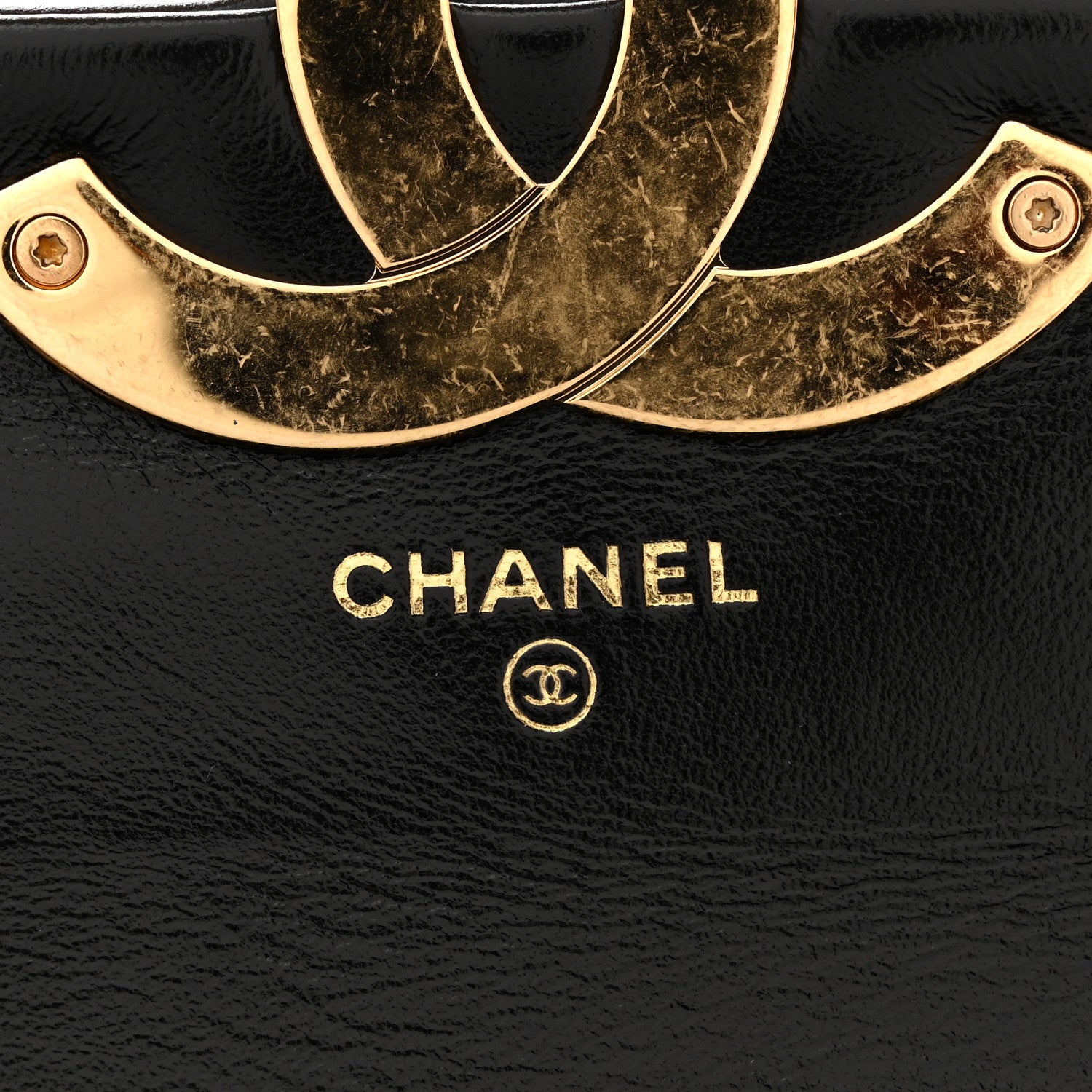 Chanel Shiny Crumpled Lambskin Quilted Mini Giant CC Flap Black