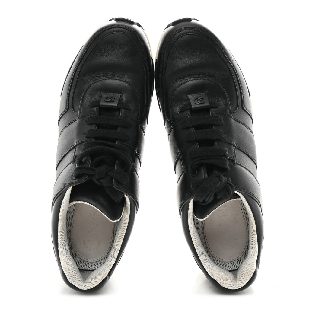 Calfskin Tweed CC Sneakers 41 Black White