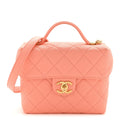 Chanel Caviar Quilted Handy Box Vanity Case Orange