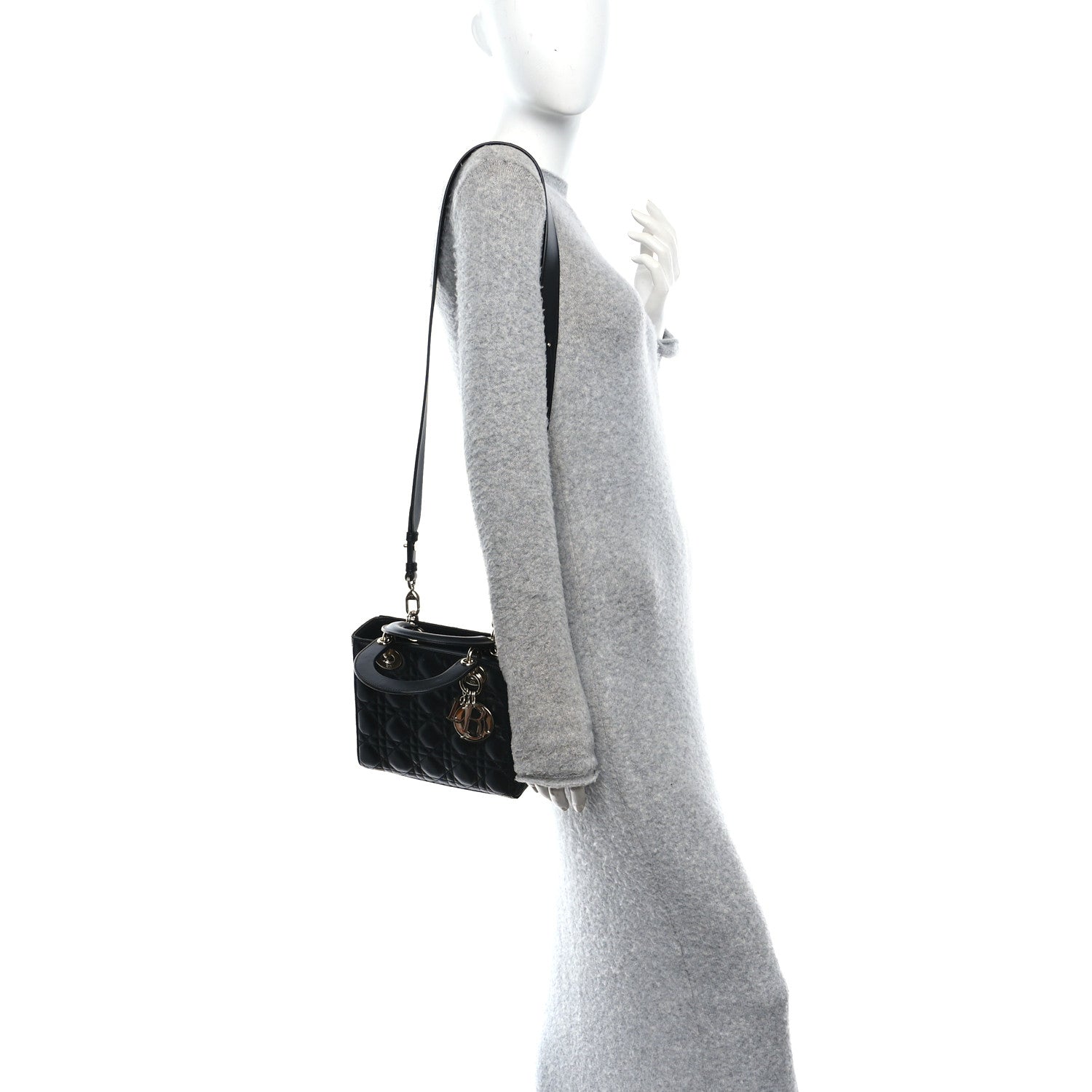Christian Dior Lambskin Cannage Small My ABCDior Lady Dior Black