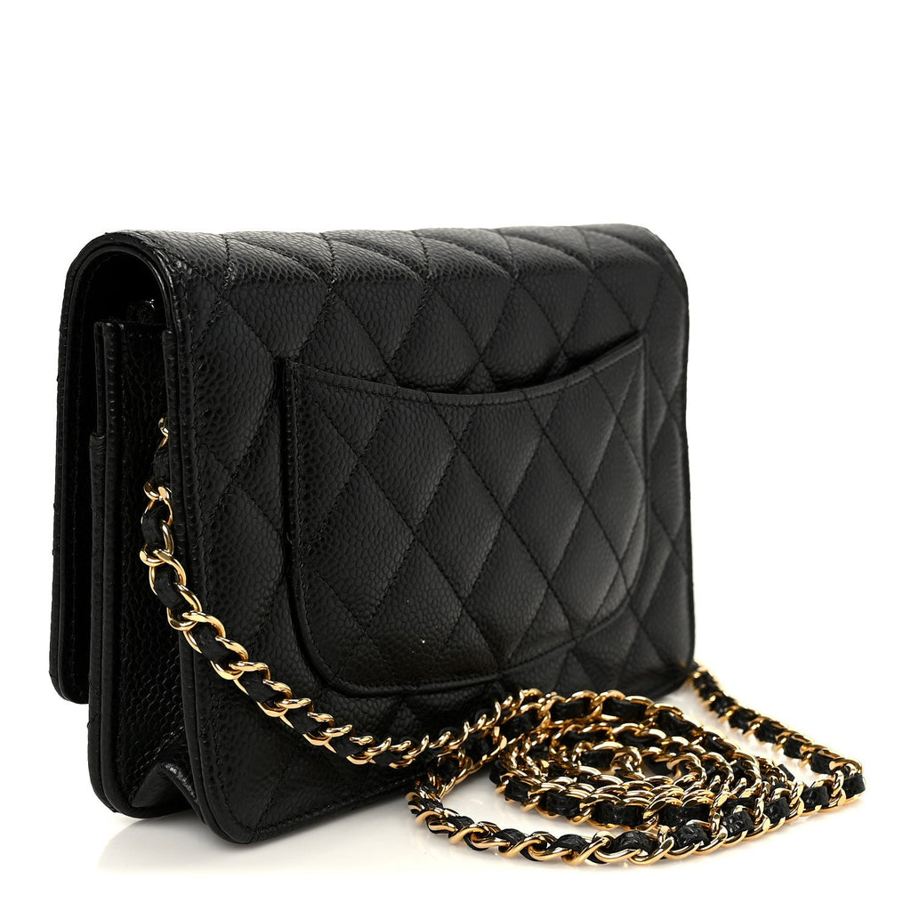 Chanel Caviar Quilted CC Turnlock Wallet On Chain WOC Black