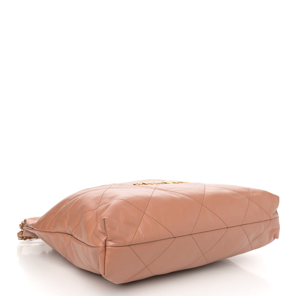 Chanel Shiny Calfskin Quilted Chanel 22 Brown