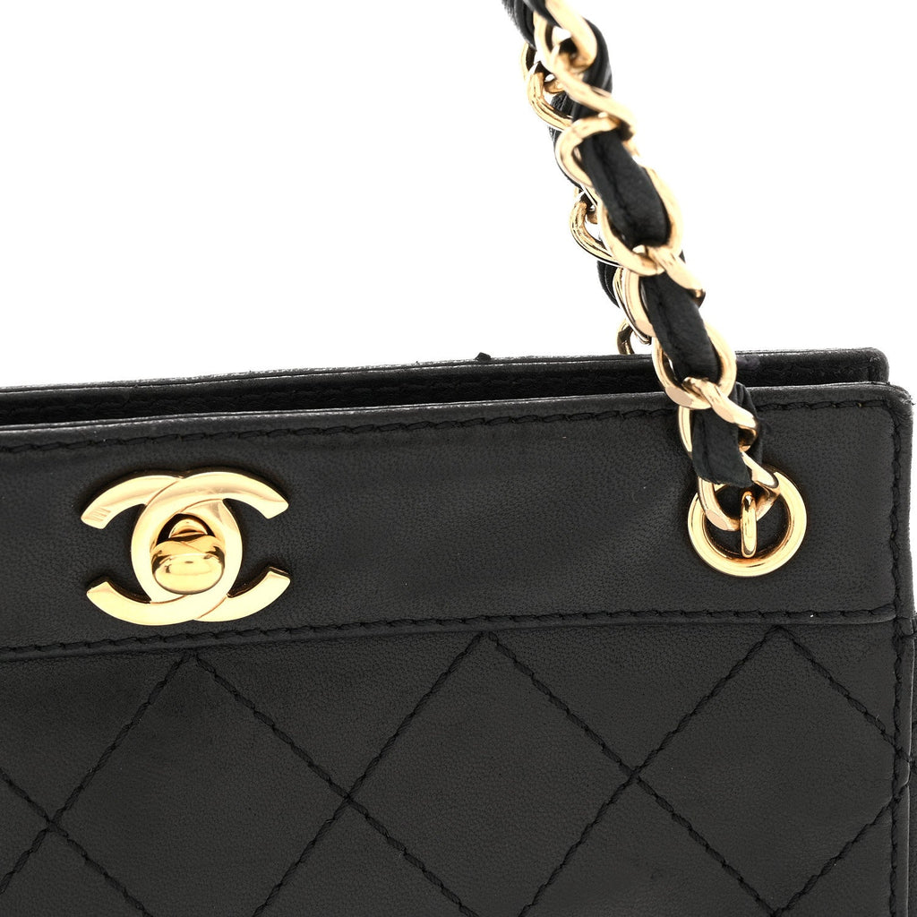 Chanel Lambskin Stitched Small Tote Black
