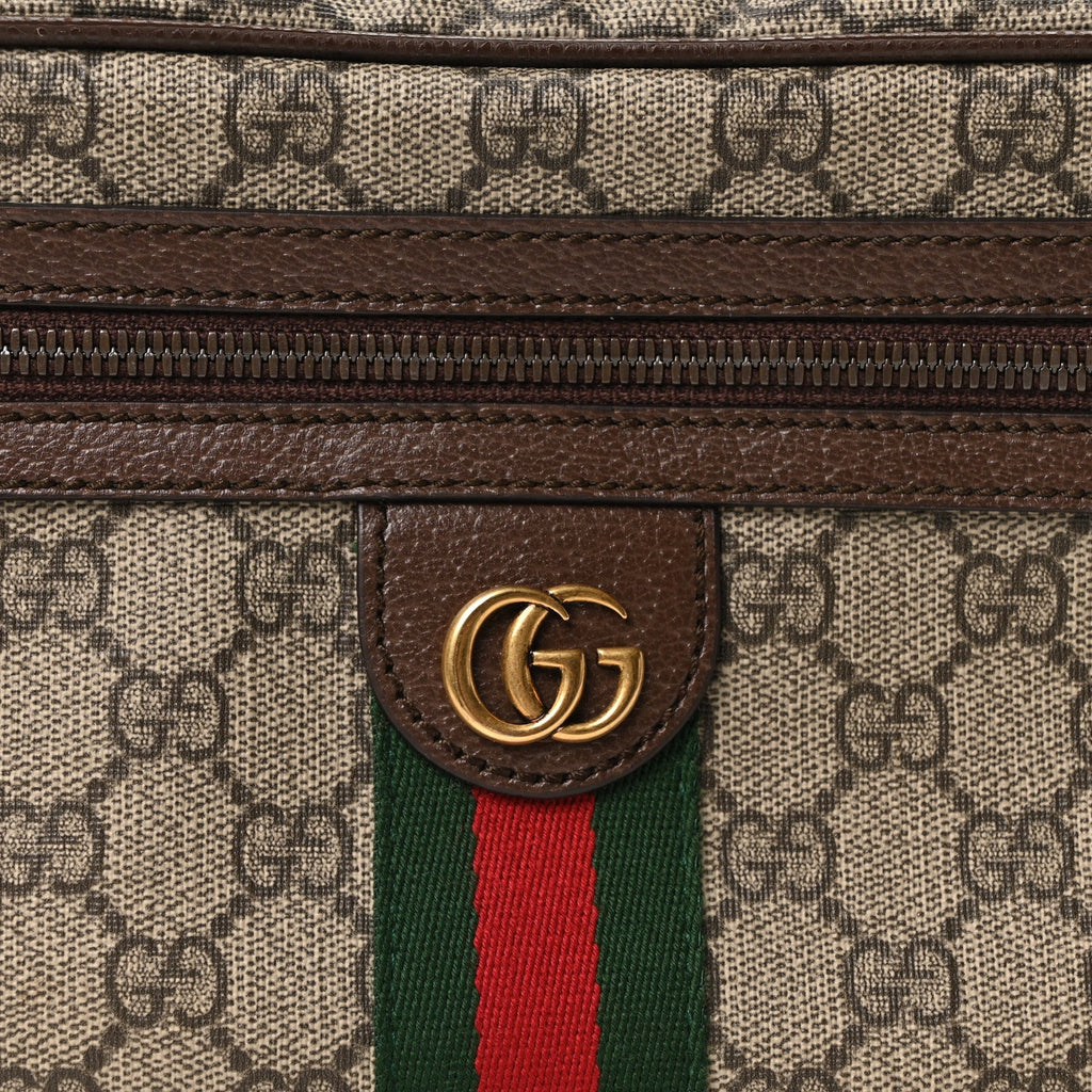Gucci Soft GG Supreme Monogram Medium Ophidia Belt Bag Dark Brown