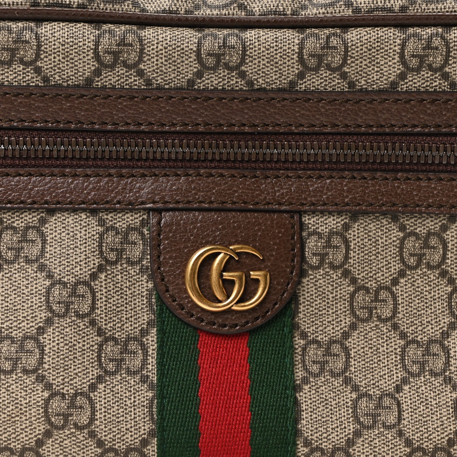 Gucci Soft GG Supreme Monogram Medium Ophidia Belt Bag Dark Brown