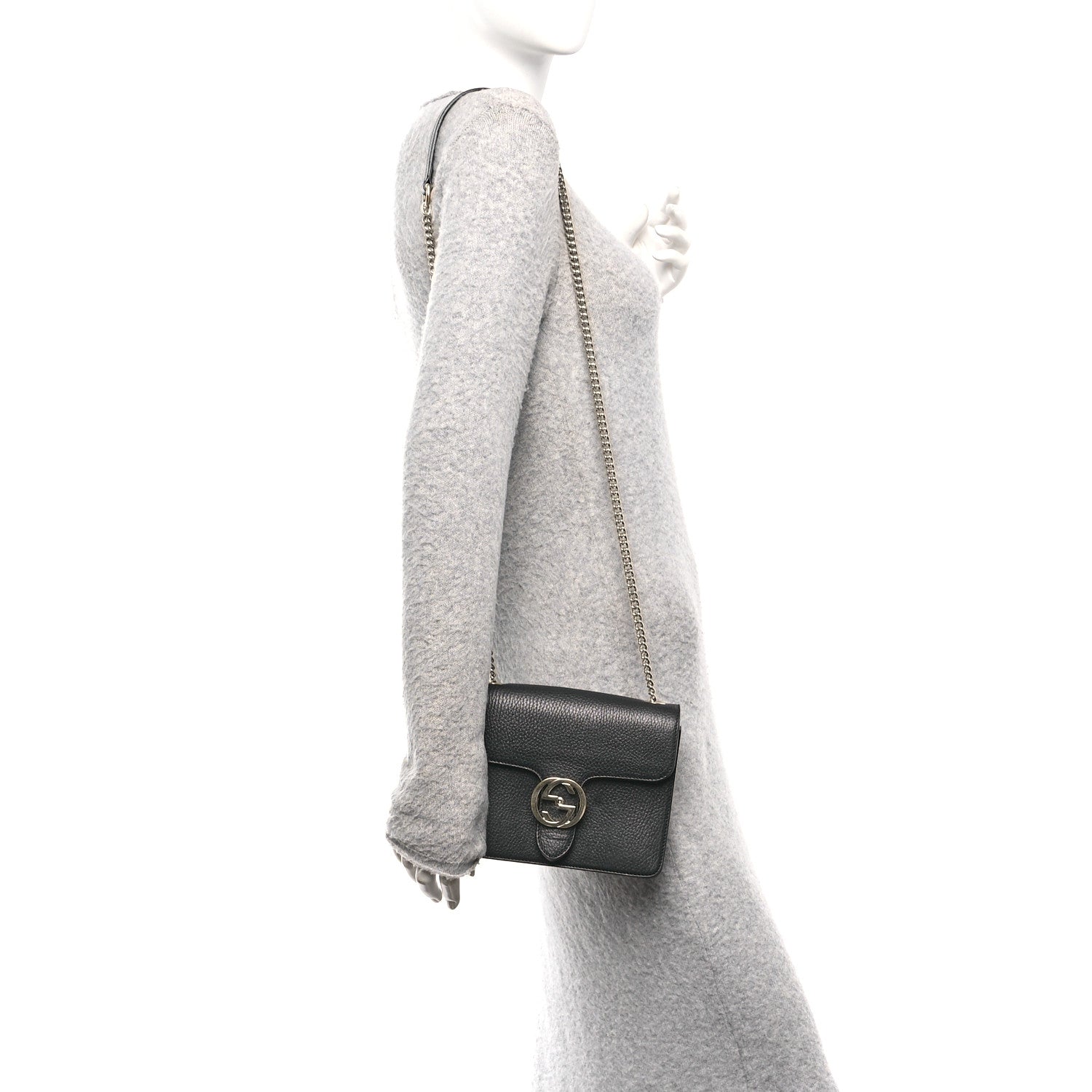 Gucci Dollar Calfskin Small Interlocking G Shoulder Bag Black