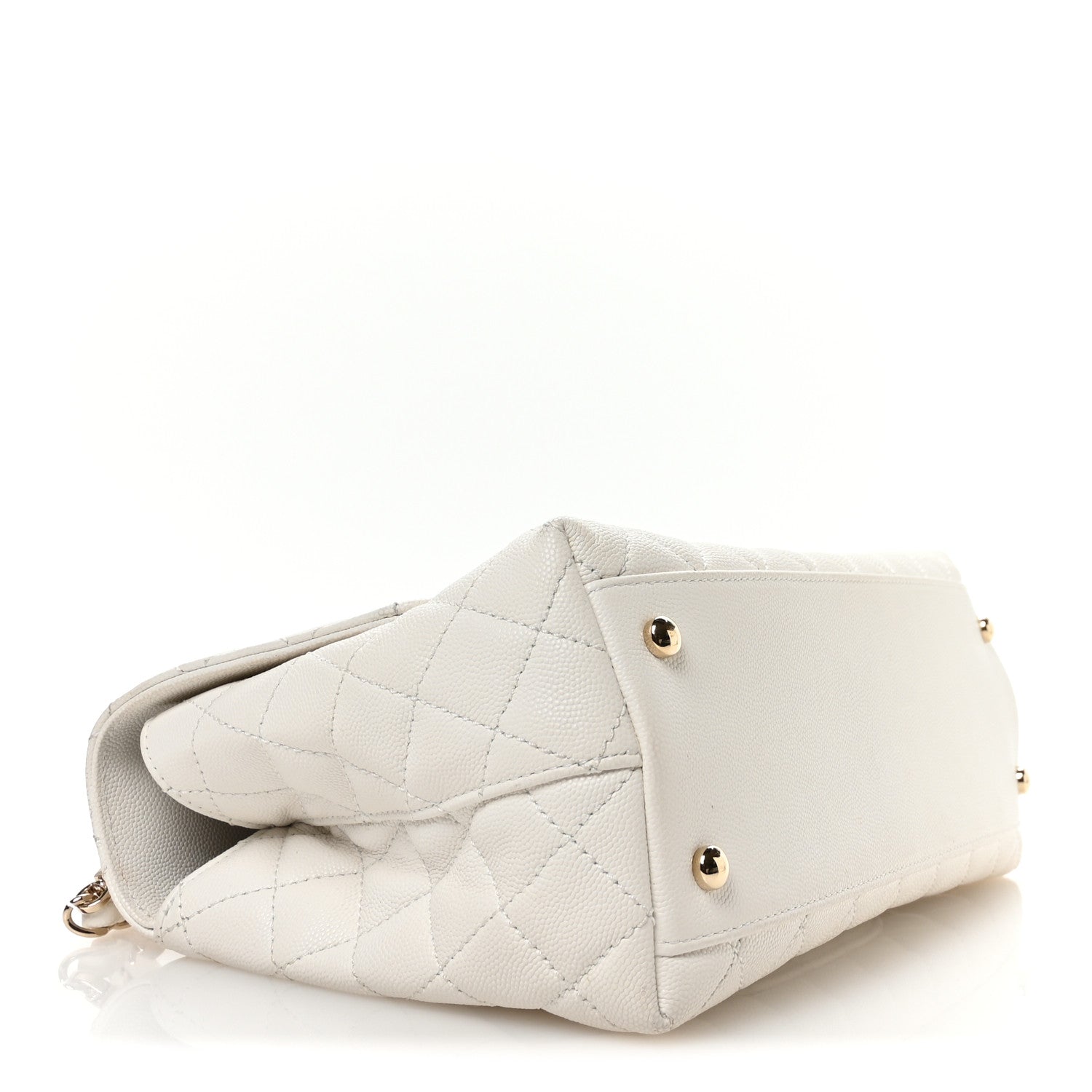 Chanel Caviar Quilted Small Chain Coco Handle Flap White
