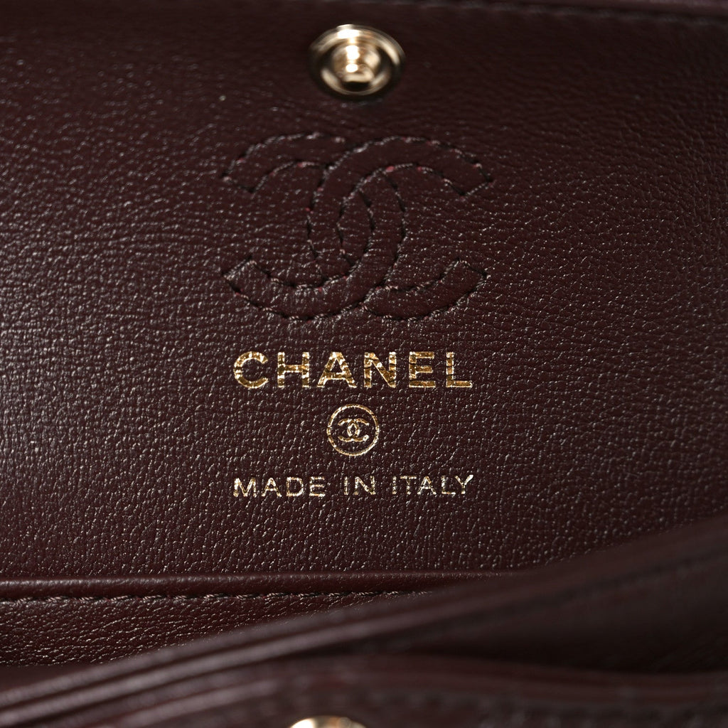Chanel Lambskin Quilted Mini Double Flap With Hook Dark Brown
