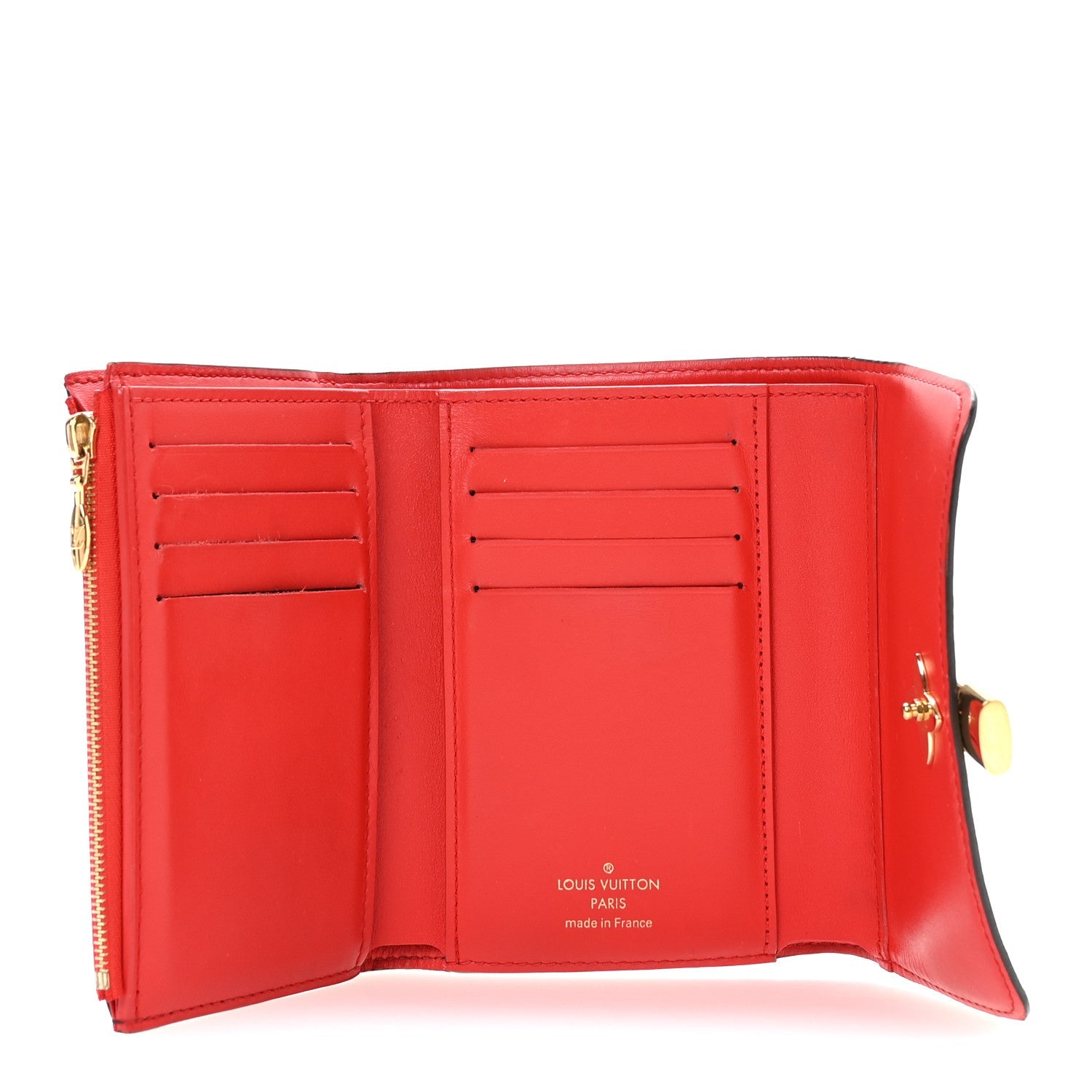 Louis Vuitton Monogram Flower Lock Compact Wallet Coquelicot
