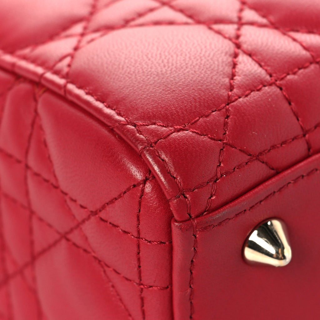 Christian Dior Lambskin Cannage Small My ABCDior Lady Dior Red