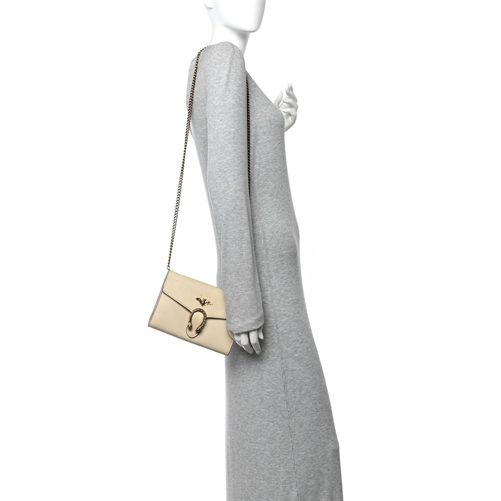 Gucci Calfskin Garden Dionysus Chain Wallet Off White
