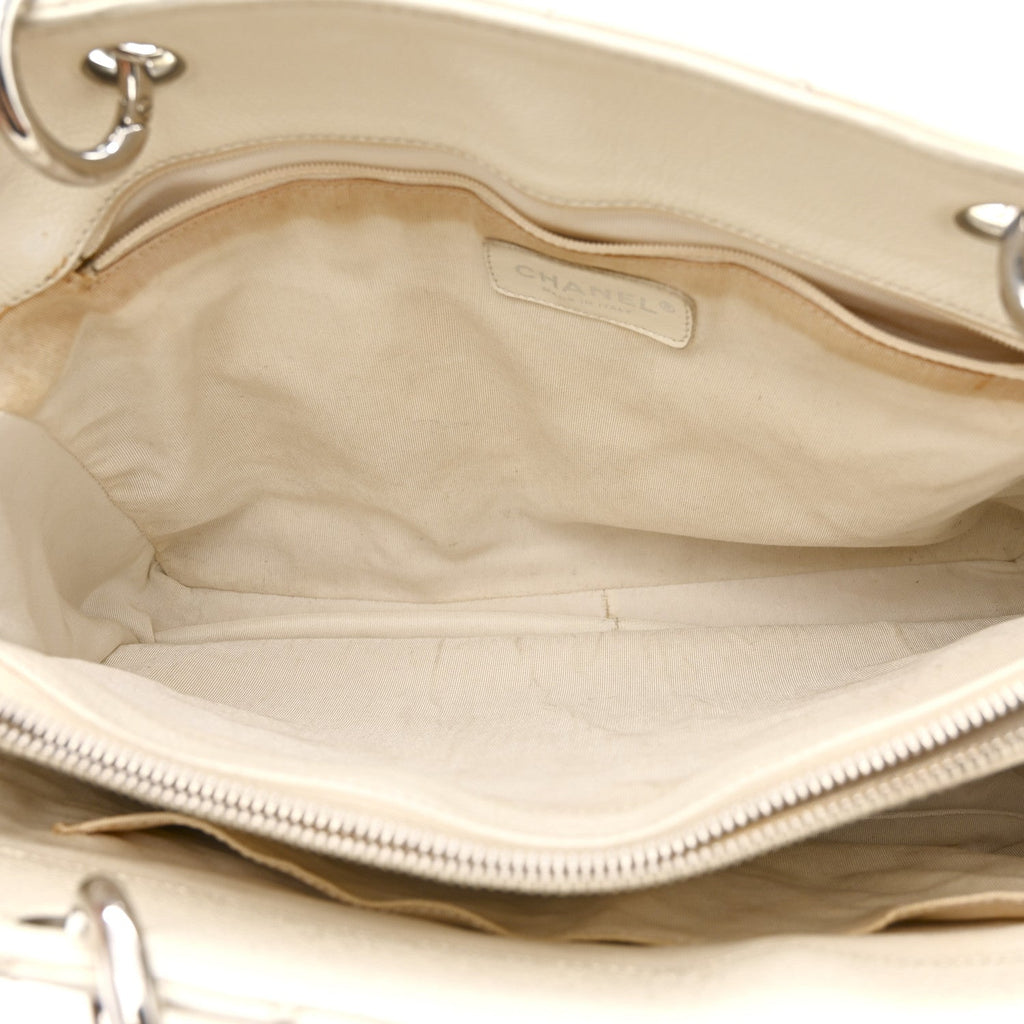Chanel Caviar Quilted Grand Shopping Tote GST White