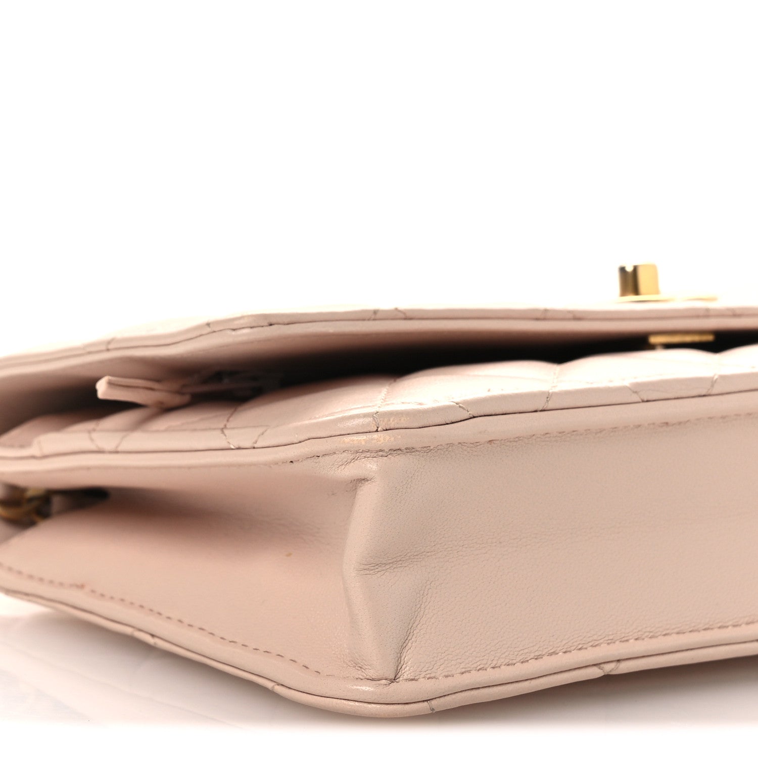 Chanel Lambskin Quilted CC Pearl Crush Wallet on Chain WOC Light Pink