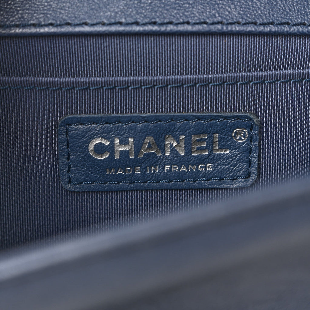 Chanel Lambskin Quilted Medium Top Handle Boy Flap Blue
